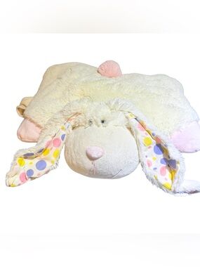 Pillow Pets 2010 Polka Dot Bunny Plush Toy Off White Pink Cute Soft